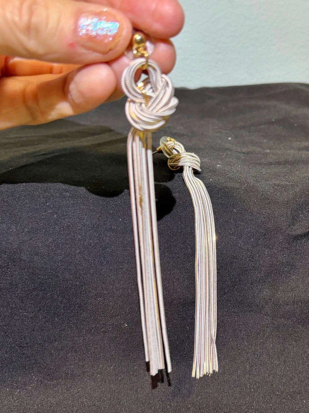NWOT Tassel Algerian Love Knot Drop Pierced Earrings with Gold Accents
